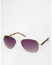Asos Collection Aviator Sunglasses With Clip Front Frame