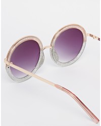 Asos Collection Round Sunglasses With Metal Bridge Detail