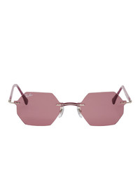 Ray-Ban Purple Hexagon Rimless Sunglasses