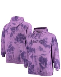 FANATICS Branded Purple Los Angeles Lakers Big Tall Wordmark Cloud Dye Pullover Hoodie