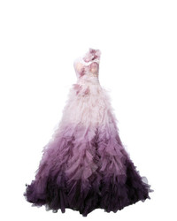 Marchesa One Shoulder Ombr Tulle Gown
