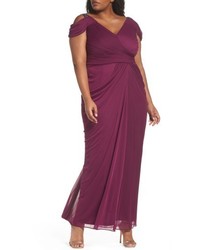 Adrianna Papell Plus Size Cold Shoulder Gown