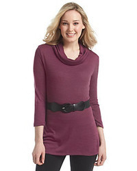Notations Long Sleeve Cowl Neck Belted Tunic