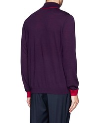 Nobrand Contrast Trim Merino Wool Turtleneck Sweater