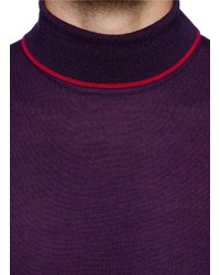 Nobrand Contrast Trim Merino Wool Turtleneck Sweater