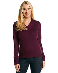 Carolyn Taylor Solid Crossover V Neck Sweater