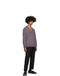 Dries Van Noten Purple Relaxed V Neck Sweater