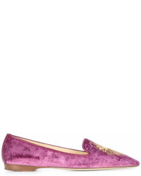 Purple Velvet Ballerina Shoes