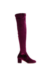 Purple Velvet Over The Knee Boots