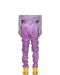 Purple Vertical Striped Chinos