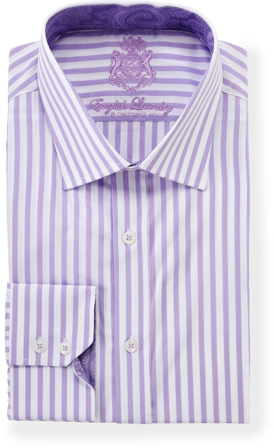 English Laundry Vertical  Stripe  Long  Sleeve  Dress  Shirt  