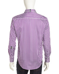 Robert Graham Mr Balik Bengal Striped Dress Shirt Purplewhite