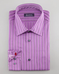 Robert Graham Daly Striped Dress Shirt Purple