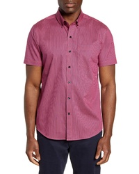 Purple Vertical Striped Short Sleeve Shirt