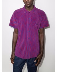 Y/Project Striped Pliss Short Sleeved Shirt