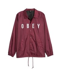 Obey Anyway Snap Front Hooded Coachs Jacket