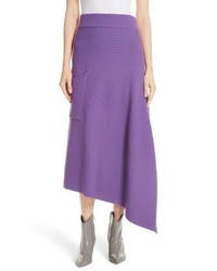 Tibi Ribbed Merino Wool Asymmetrical Skirt