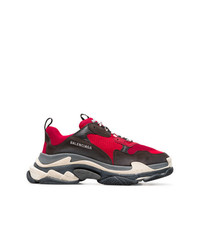 Balenciaga Black And Red Triple S Sneakers