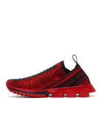 Dolce and Gabbana Red Sorrento Termostrass Sneakers