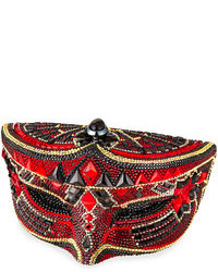 Red and Black Beaded Clutch