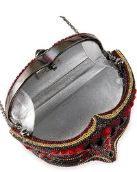 Judith Leiber Couture Crystal Mask Minaudiere Redblack