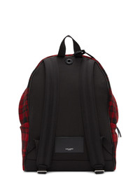 Saint Laurent Black And Red Tartan City Backpack