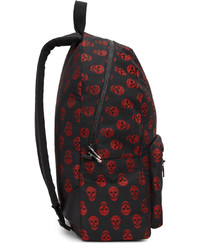 Alexander McQueen Black Red Metropolitan Biker Skull Backpack