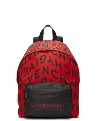 Givenchy Red And Black Refracted Logo Backpack