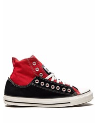 Red and Black Canvas High Top Sneakers