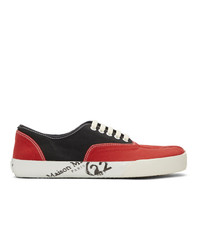 Red and Black Canvas Low Top Sneakers