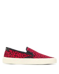 Red and Black Canvas Slip-on Sneakers