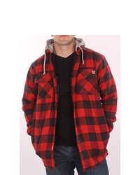 Bermo Enterprises Farmall Ih Red Plaid Hooded Flannel Jacket
