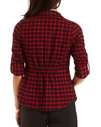 Charlotte Russe Checked Plaid Button Up Top