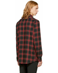 Diesel Red And Black Plaid S Prof Shirt
