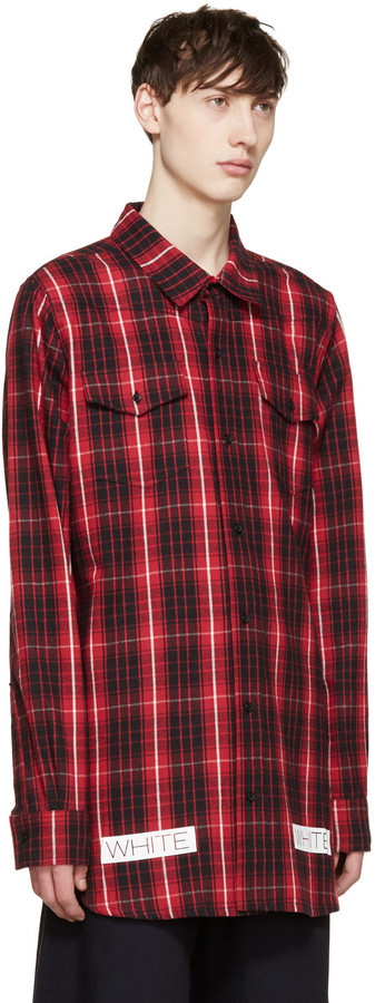 kredit Dam Indirekte Off-White Red Black Flannel Check Shirt, $440 | SSENSE | Lookastic