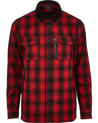 River Island Red Check Flannel Shirt Jacket