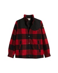 Red and Black Check Wool Shirt Jacket