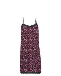 Red and Black Floral Chiffon Casual Dress
