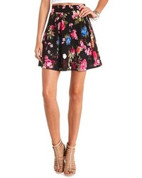 Charlotte Russe Floral Print Pleated Skater Skirt