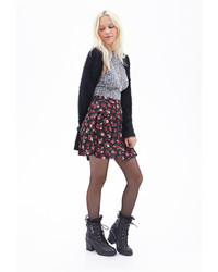 Forever 21 Floral Scuba Knit Skater Skirt