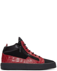 Giuseppe Zanotti Black Red London High Top Sneakers