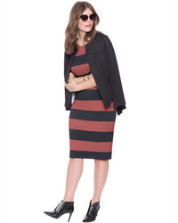 ELOQUII Plus Size Stripe Midi Dress