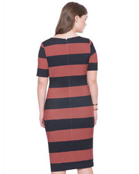 ELOQUII Plus Size Stripe Midi Dress