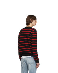 Saint Laurent Black And Red Striped Sweater