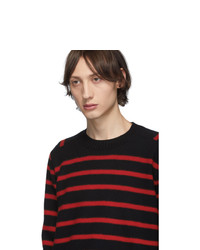 Saint Laurent Black And Red Striped Sweater