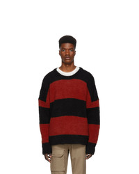 Amiri Black And Red Wool Striped Sweater