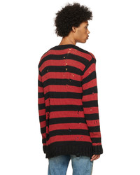 R13 Black Red Shredded Grunge Sweater
