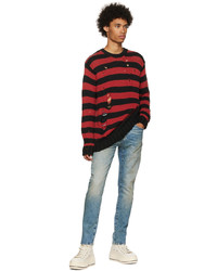 R13 Black Red Shredded Grunge Sweater