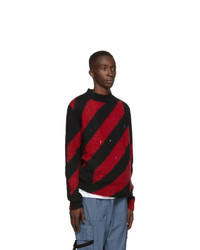 Off-White Red Mohair Diag Sweater