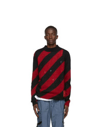 Off-White Red Mohair Diag Sweater